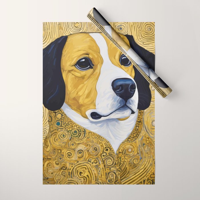 Portrait of Handsome Klimt Dog Wrapping Paper Gallery Image 1