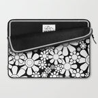 Black and White Retro Garden 60s 70s Flower Pattern Laptop Sleeve Gallery Image 2