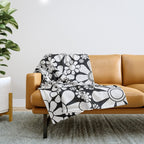 Black and White Retro Garden 60s 70s Flower Pattern Throw Blanket Gallery Image 1