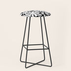 Black and White Retro Garden 60s 70s Flower Pattern Stool Gallery Image 1