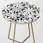 Black and White Retro Garden 60s 70s Flower Pattern Side Table Gallery Image 2