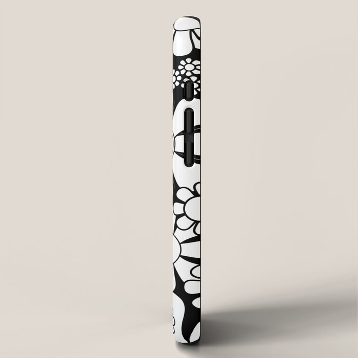 Black and White Retro Garden 60s 70s Flower Pattern iPhone Case Gallery Image 2