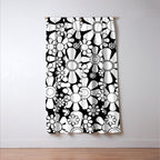 Black and White Retro Garden 60s 70s Flower Pattern Window Curtain Gallery Image 3