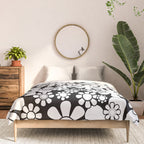 Black and White Retro Garden 60s 70s Flower Pattern Comforter Gallery Image 3