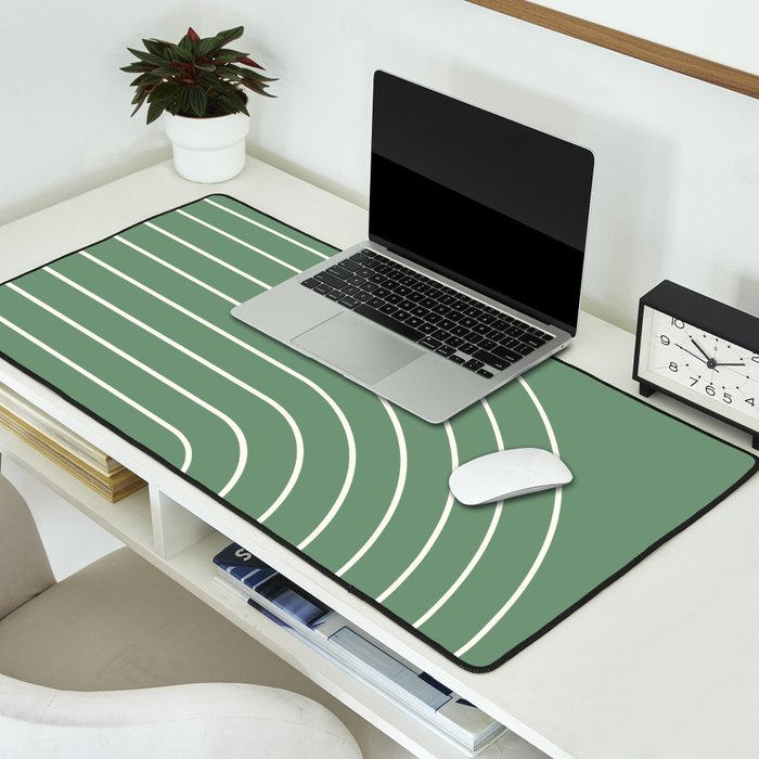 Minimal Arch XXXVIII Fresh Green Modern Geometric Lines Desk Mat Gallery Image 2