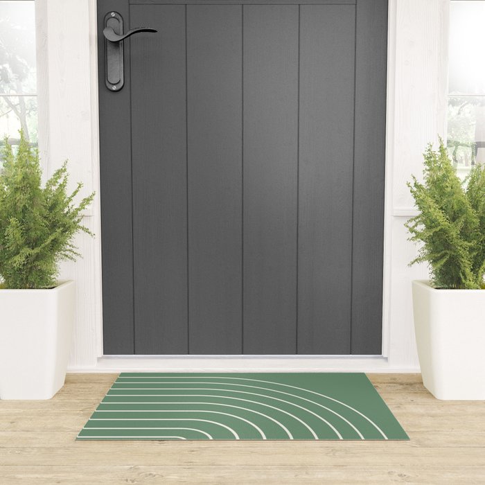Minimal Arch XXXVIII Fresh Green Modern Geometric Lines Welcome Mat Gallery Image 3