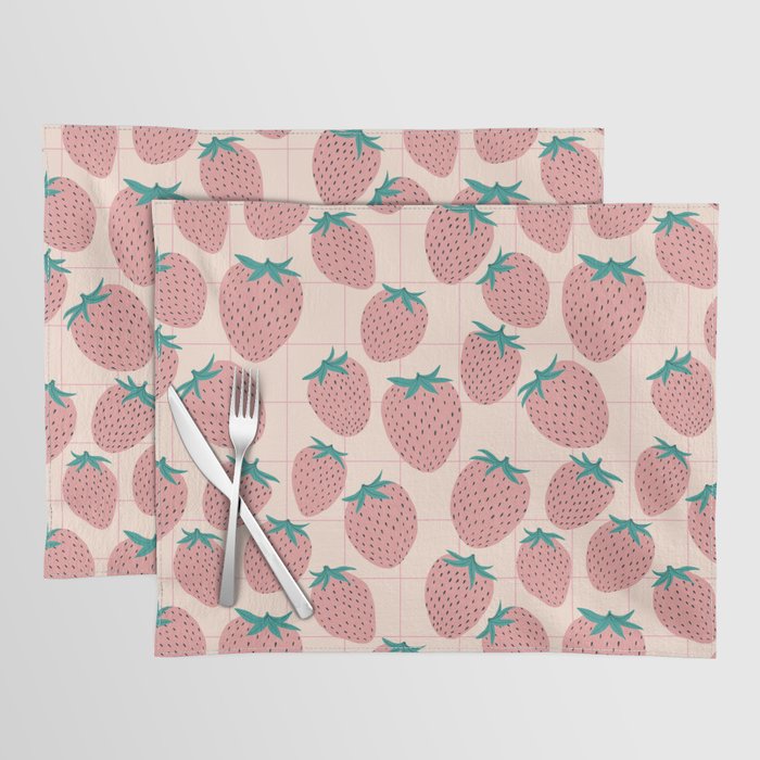 Pink strawberries Placemat Gallery Image 1