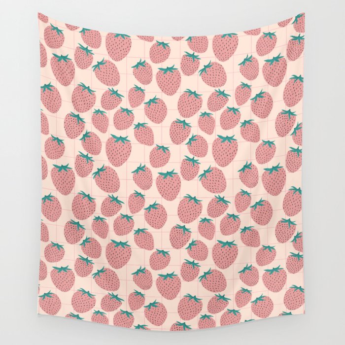 Pink strawberries Wall Tapestry Gallery Image 1