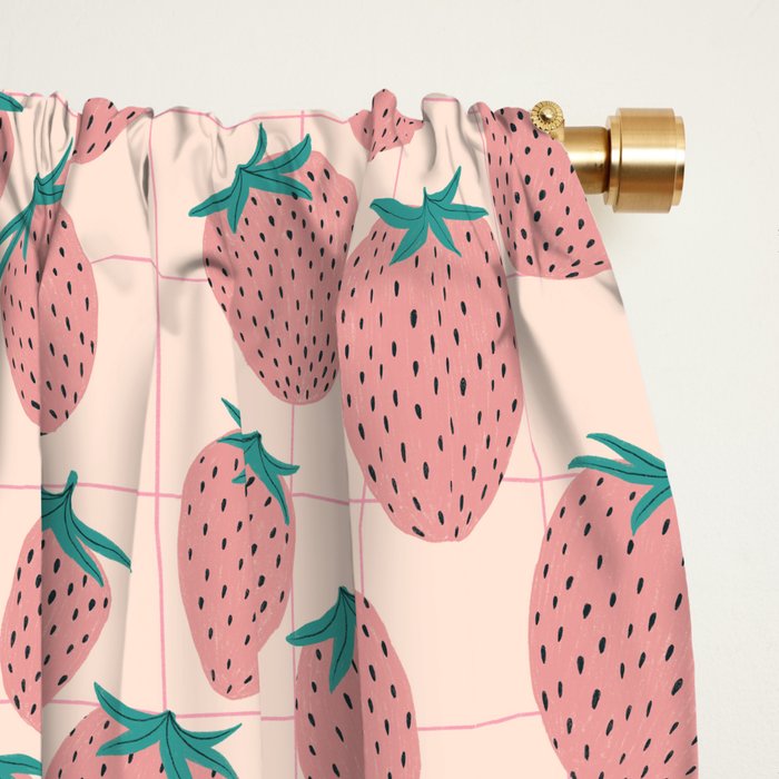 Pink strawberries Window Curtain Gallery Image 2