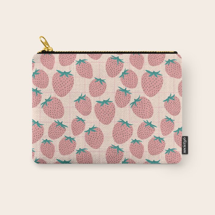 Pink strawberries Carry All Pouch Gallery Image 1
