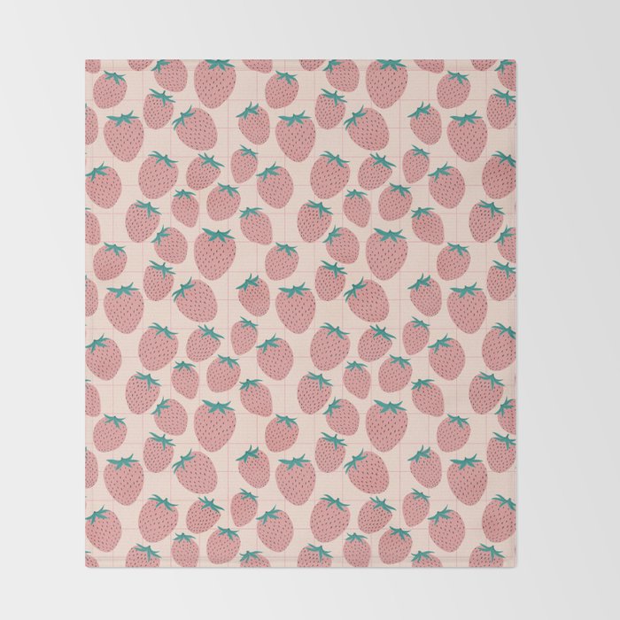 Pink strawberries Throw Blanket Gallery Image 2