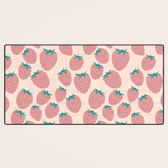 Pink strawberries Desk Mat Gallery Image 3