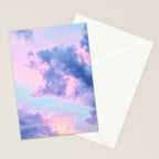 Pastel Purple Lilac Fluffy Fantasy Fairytale Sunset Clouds In The Sky Stationery Card Gallery Image 2
