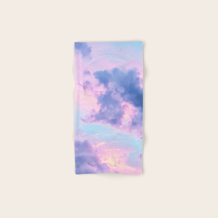 Pastel Purple Lilac Fluffy Fantasy Fairytale Sunset Clouds In The Sky Bath Towel Gallery Image 1
