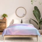Pastel Purple Lilac Fluffy Fantasy Fairytale Sunset Clouds In The Sky Comforter Gallery Image 3