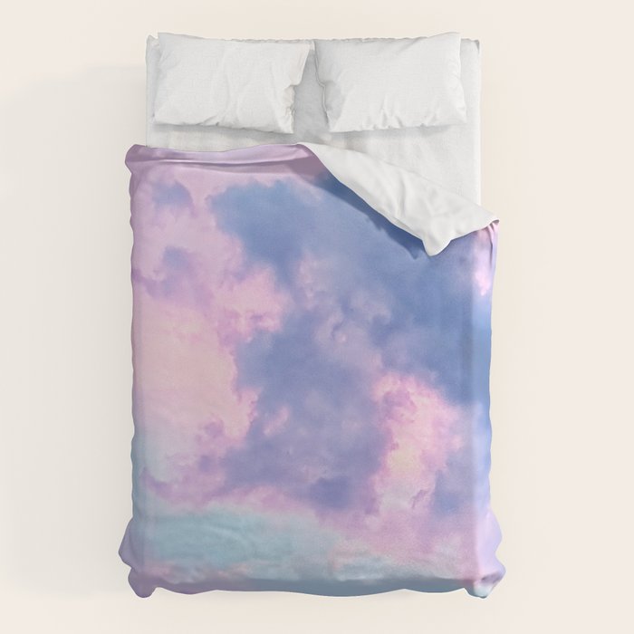 Pastel Purple Lilac Fluffy Fantasy Fairytale Sunset Clouds In The Sky Duvet Cover Gallery Image 6