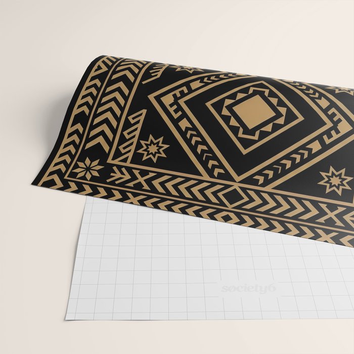 Intricate Gold and Black Tribal Surface Pattern Wrapping Paper Gallery Image 2