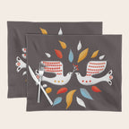 Retro christmas birds illustration Placemat Gallery Image 1
