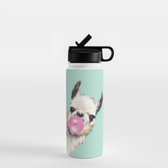 Bubble Gum Sneaky Llama in Green Water Bottle Gallery Image 1