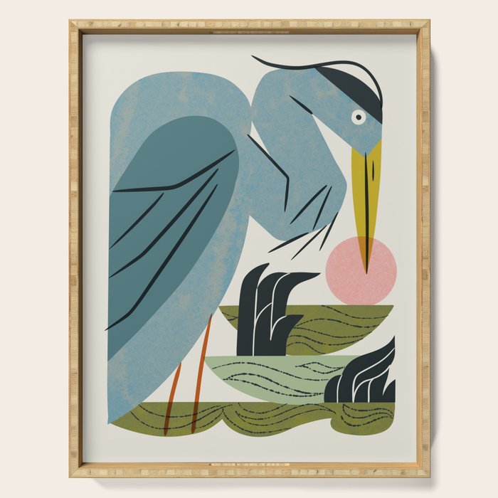 Blue Heron, Green Marsh Serving Tray Gallery Image 1