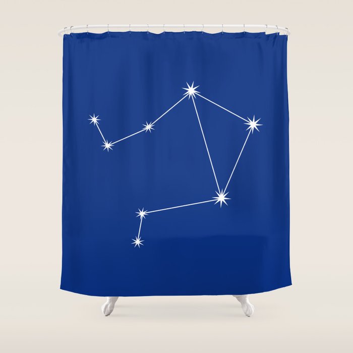 Libra Zodiac Star Constellation Line Art Dark Blue Shower Curtain Gallery Image 1