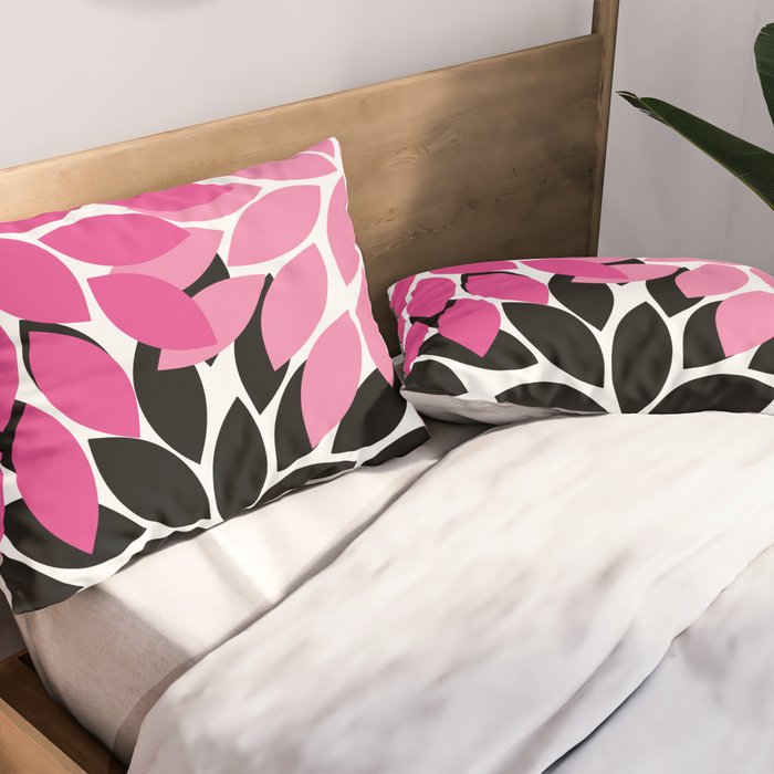 Bold Colorful Hot Pink Black Dahlia Flower Burst Petals Pillow Sham Gallery Image 2