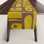 Eclectic Mid Century Modern Piquet Multi Pattern in Chartreuse Olive and Brown Table Runner Gallery Image 1