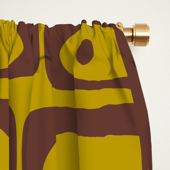 Eclectic Mid Century Modern Piquet Multi Pattern in Chartreuse Olive and Brown Window Curtain Gallery Image 2