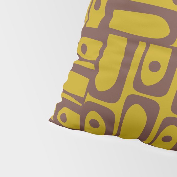 Eclectic Mid Century Modern Piquet Multi Pattern in Chartreuse Olive and Brown Pillow Sham Gallery Image 4