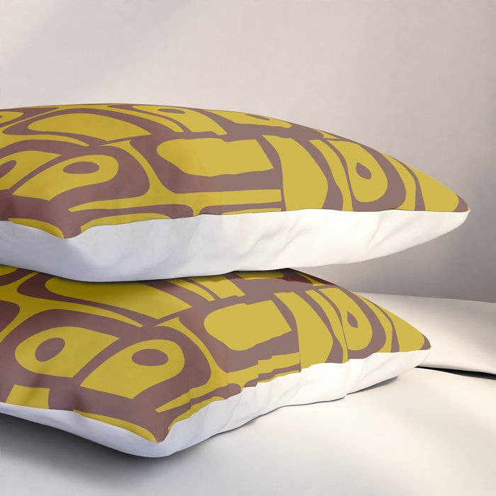 Eclectic Mid Century Modern Piquet Multi Pattern in Chartreuse Olive and Brown Pillow Sham Gallery Image 3