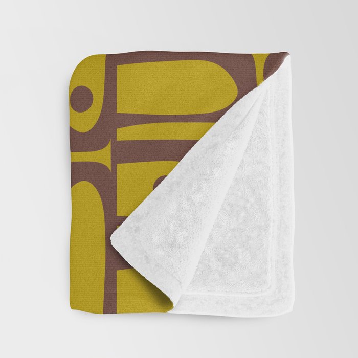 Eclectic Mid Century Modern Piquet Multi Pattern in Chartreuse Olive and Brown Throw Blanket Gallery Image 3
