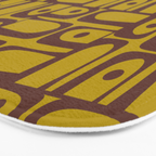 Eclectic Mid Century Modern Piquet Multi Pattern in Chartreuse Olive and Brown Bath Mat Gallery Image 3