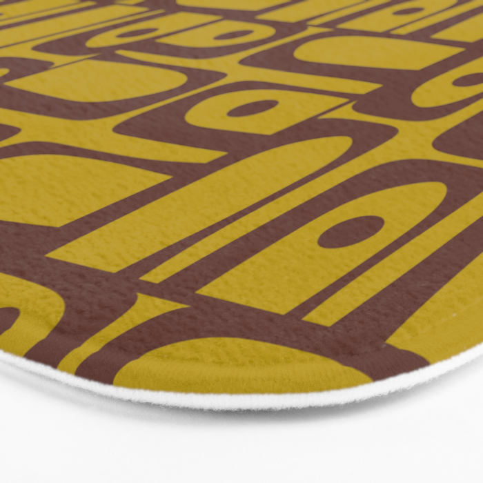 Eclectic Mid Century Modern Piquet Multi Pattern in Chartreuse Olive and Brown Bath Mat Gallery Image 3