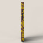 Eclectic Mid Century Modern Piquet Multi Pattern in Chartreuse Olive and Brown iPhone Case Gallery Image 2
