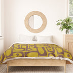 Eclectic Mid Century Modern Piquet Multi Pattern in Chartreuse Olive and Brown Duvet Cover Gallery Image 3