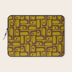 Eclectic Mid Century Modern Piquet Multi Pattern in Chartreuse Olive and Brown Laptop Sleeve Gallery Image 1