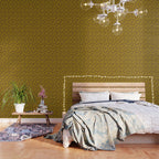 Eclectic Mid Century Modern Piquet Multi Pattern in Chartreuse Olive and Brown Wallpaper Gallery Image 3