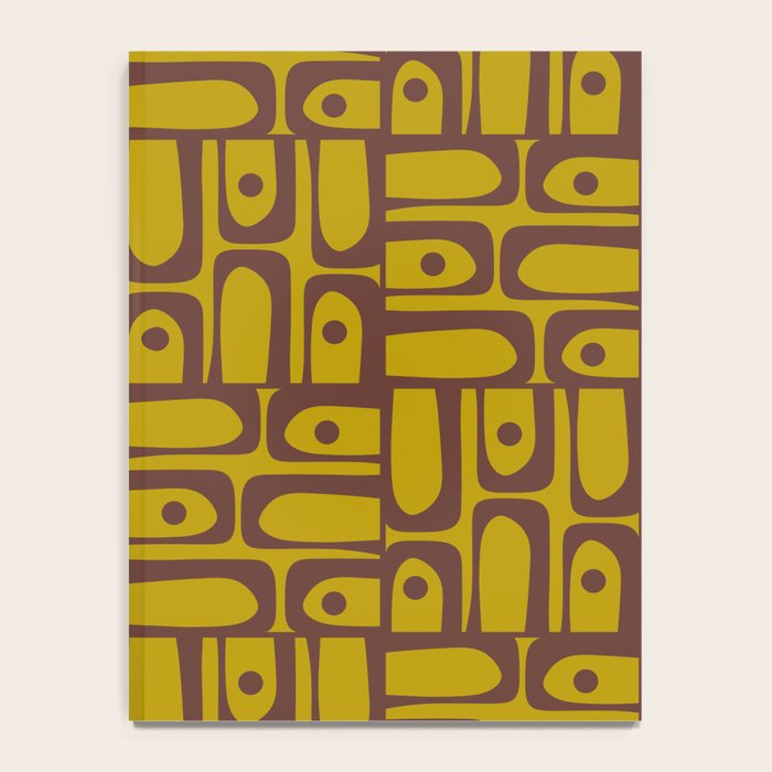 Eclectic Mid Century Modern Piquet Multi Pattern in Chartreuse Olive and Brown Notebook Gallery Image 4