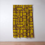 Eclectic Mid Century Modern Piquet Multi Pattern in Chartreuse Olive and Brown Window Curtain Gallery Image 3