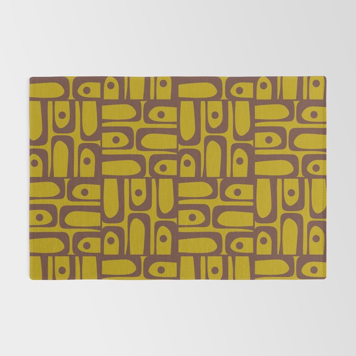 Eclectic Mid Century Modern Piquet Multi Pattern in Chartreuse Olive and Brown Rug Gallery Image 2