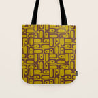 Eclectic Mid Century Modern Piquet Multi Pattern in Chartreuse Olive and Brown Tote Bag Gallery Image 1
