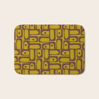 Eclectic Mid Century Modern Piquet Multi Pattern in Chartreuse Olive and Brown Bath Mat Gallery Image 1