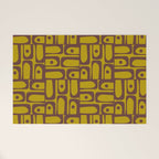 Eclectic Mid Century Modern Piquet Multi Pattern in Chartreuse Olive and Brown Welcome Mat Gallery Image 1