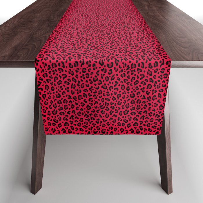 RED LEOPARD PRINT â Cherry Red | Collection : Punk Rock Animal Prints | Table Runner Gallery Image 1