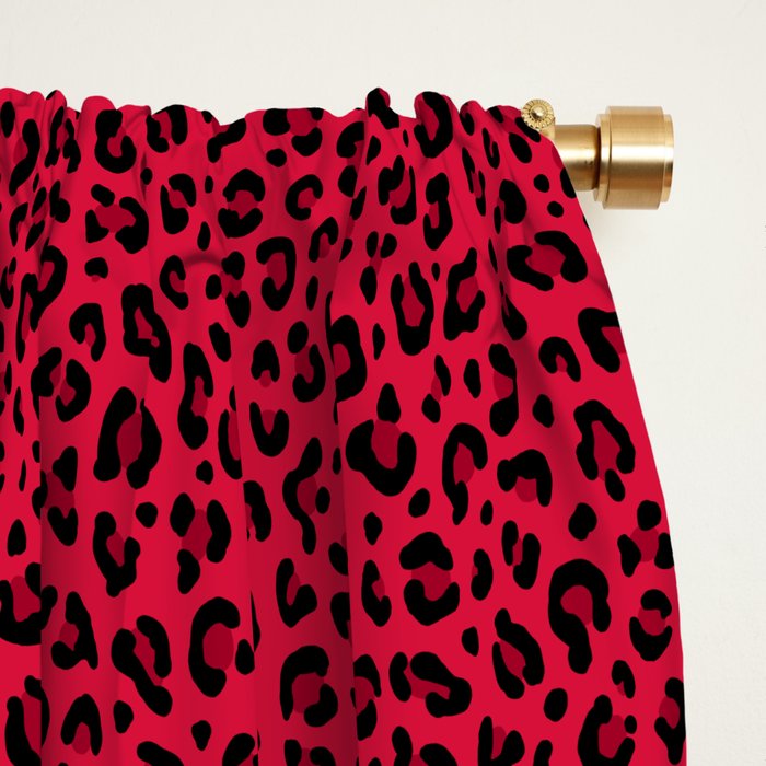RED LEOPARD PRINT â Cherry Red | Collection : Punk Rock Animal Prints | Window Curtain Gallery Image 2
