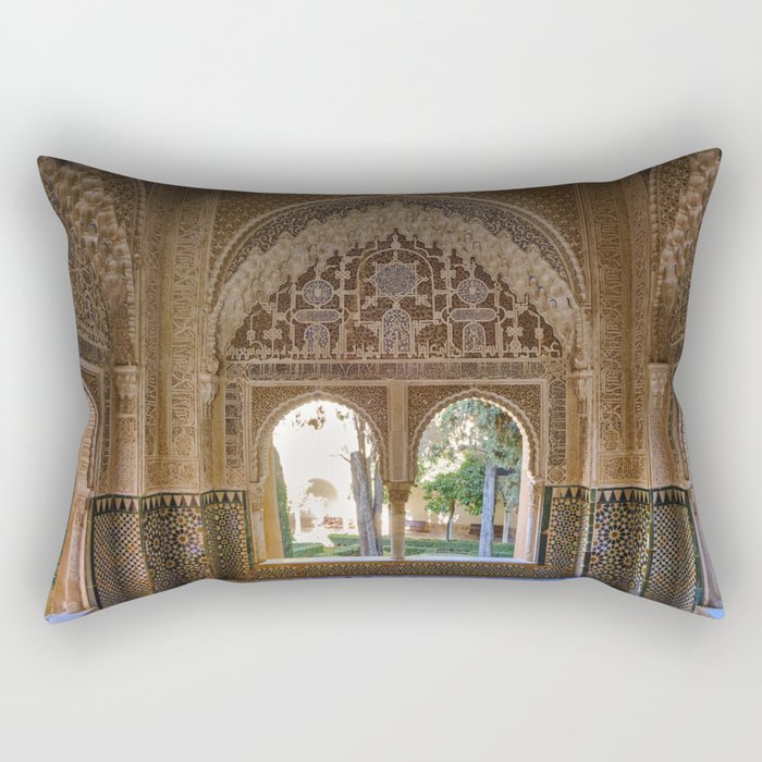 Lindaraja oriel. The Alhambra palace. Granada. Spain. Medium format, Film Rectangular Pillow Gallery Image 1