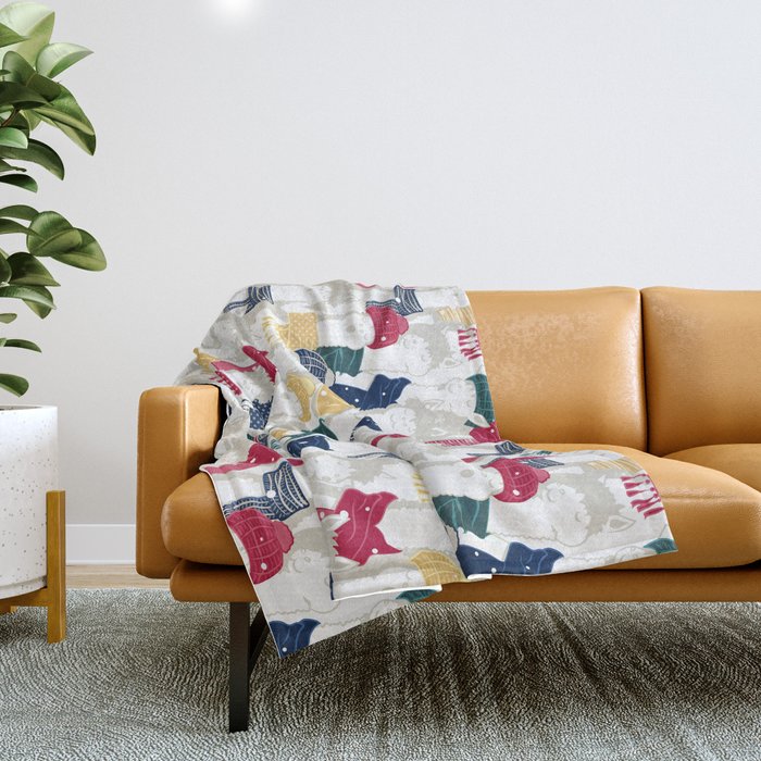 Happy llamas Christmas choir Throw Blanket Gallery Image 1