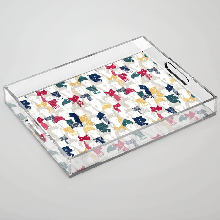 Happy llamas Christmas choir Acrylic Tray Gallery Image 1