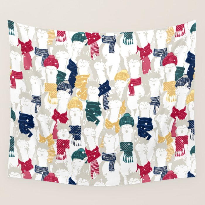 Happy llamas Christmas choir Wall Tapestry Gallery Image 4