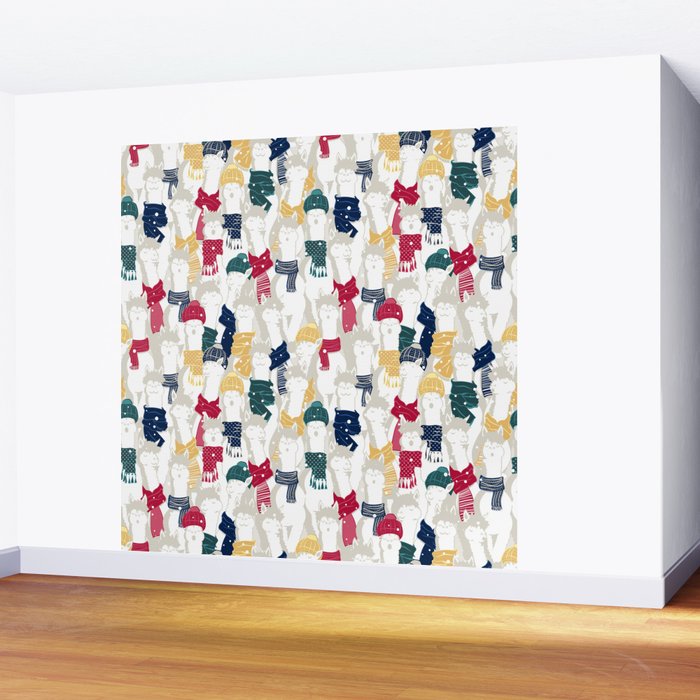 Happy llamas Christmas choir Wall Mural Gallery Image 2